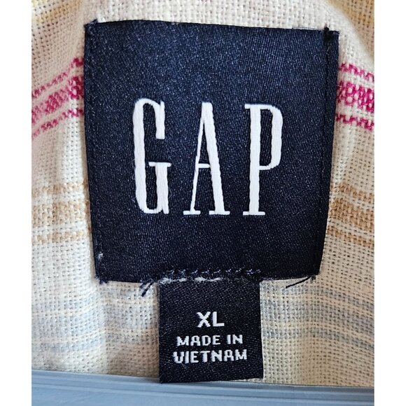 Gap Woman Size XL Long Sleeve Colorful Textured Stripe Linen Blend Tunic Blouse - Picture 4 of 8